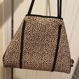 Hazel Neoprene Tote Bag Leopard Anthropologie